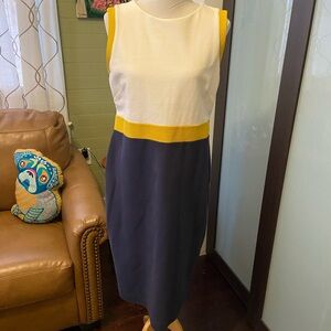 Boden Yellow and Blue Sleeveless Midi Dress